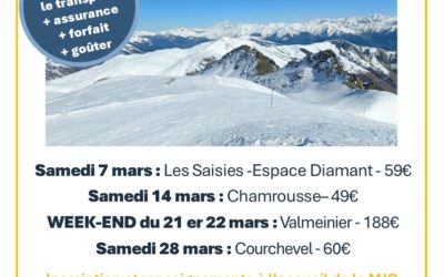 Les sorties ski du mois de Mars à la MJC.